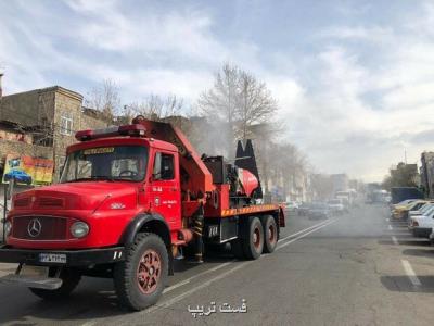 استفاده از اولین ابرجت فن برای ضد عفونی معابر شمال شرق تهران