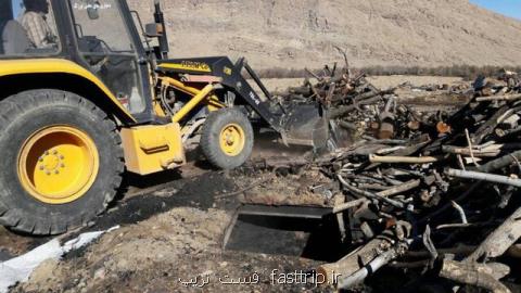 تخریب كوره های تولید زغال در حسن آباد فشافویه